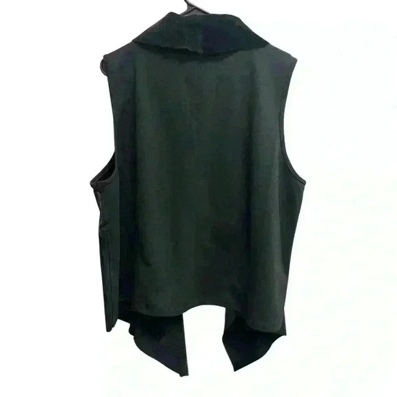 WOMENS RUBY RED FAUX LEATHER Velvet Velour SLEEVELESS VEST JACKET SZ 1X - Picture 2 of 7